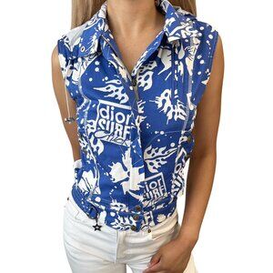 Christian Dior Vintage 2004 SURF Logo Hoodie Vest Jacket #36 Blue White [105992]